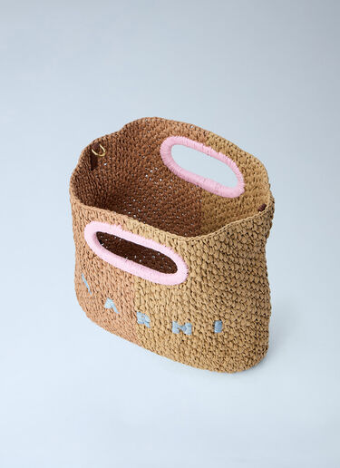 Woven Tote Bag with Logo Detail Marni Woven Tote Bag with Logo Detail Beige mni0264008