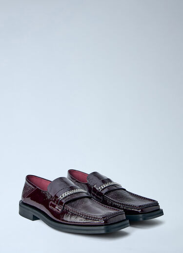 LN-CC® - Martine Rose: Fold Back Square Toe Loafers - Burgundy Martine Rose Fold Back Square Toe Loafers Burgundy mtr0164001