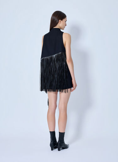 LN-CC® - Sportmax: Fringe Trim Sleeveless Dress - Black Sportmax Fringe Trim Sleeveless Dress Black spx0265030