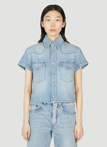 Saint Laurent Denim Short Sleeve Shirt Light Blue sla0251022