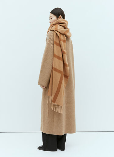 TOTEME Monogram Jacquard Wool Scarf Camel tot0255048