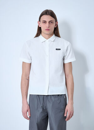 Miu Miu Logo Patch Short Sleeve Shirt Burgundy miu0159006
