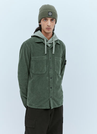Velvet Corduroy Compass Patch Overshirt Stone Island Velvet Corduroy Compass Patch Overshirt Green sto0154038