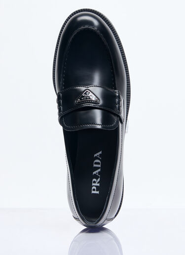 Prada Logo Plaque Leather Loafers Black pra0258036