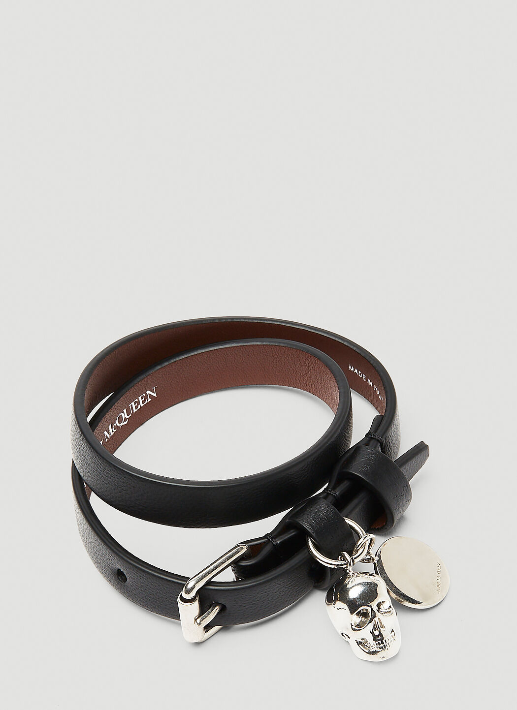 Alexander McQueen Double Wrap Skull Pendant Bracelet in Black LN CC