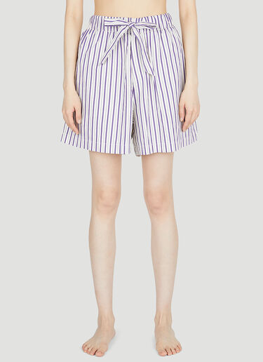 Tekla Lido Stripe Sleep Shorts Purple tek0353019