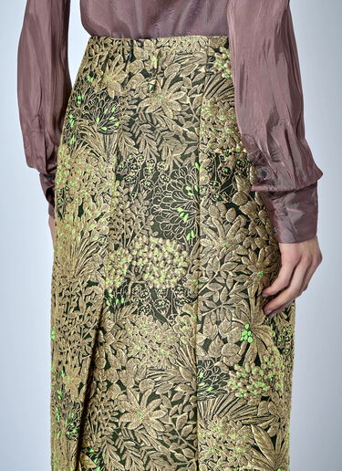 Dries Van Noten Floral Jacquard A-Line Midi Skirt Gold dvn0266025