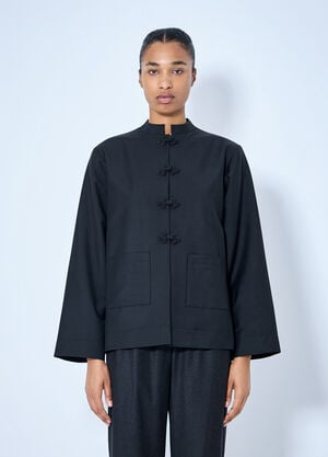 LN-CC® - RÓHE: Pankou Closure Jacket - Black RÓHE Pankou Closure Jacket Black roe0265002
