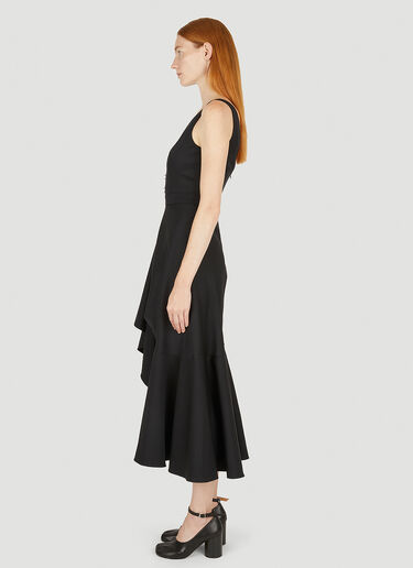 Alexander McQueen Asymmetric Drape Dress Black amq0249023