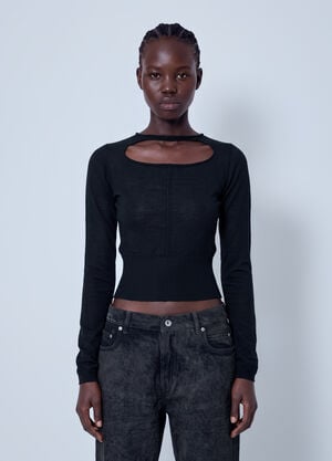 Rick Owens Slashed Cropped Pull Top Black ric0265032
