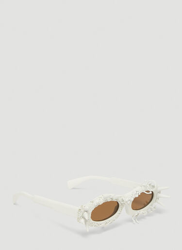 Kuboraum Spiked Oval Sunglasses White kub0339003