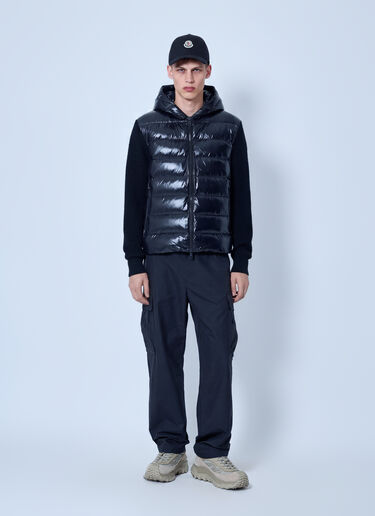 LN-CC® - Moncler: Cashmere & Wool Blend Padded Zip-Up Cardigan - Black Moncler Cashmere & Wool Blend Padded Zip-Up Cardigan Black mon0166003