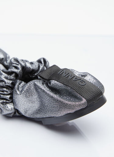 GANNI Scrunchie Ballerina Flats Silver gan0254033