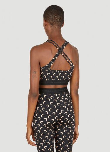 Marine Serre All Over Moon Cropped Top Black mrs0252029
