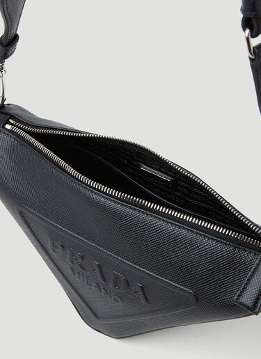 Prada Embossed Triangle Crossbody Bag Black pra0152096