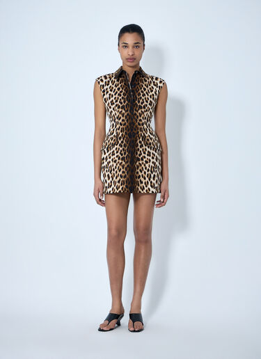 Sportmax Sleeveless Animal Print Dress Brown spx0264004