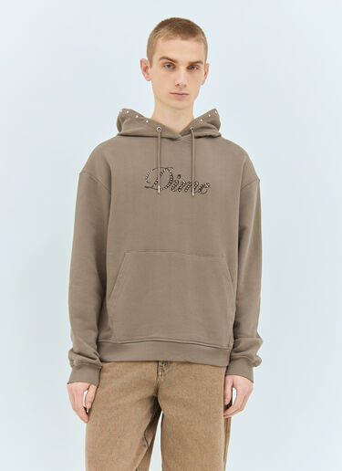 Dime Cursive French Hooded Sweatshirt Brown dmt0157004