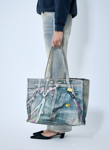 Acne Studios Logo Shoulder Tote Bag Blue acn0360001