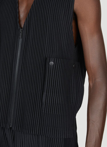 Homme Plissé Issey Miyake Pleated Zip Up Vest Black hmp0153010
