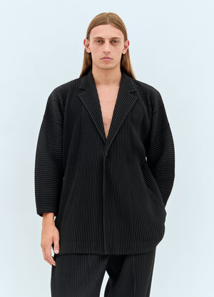 Homme Plissé Issey Miyake Single-Button Pleated Blazer Black hmp0160007