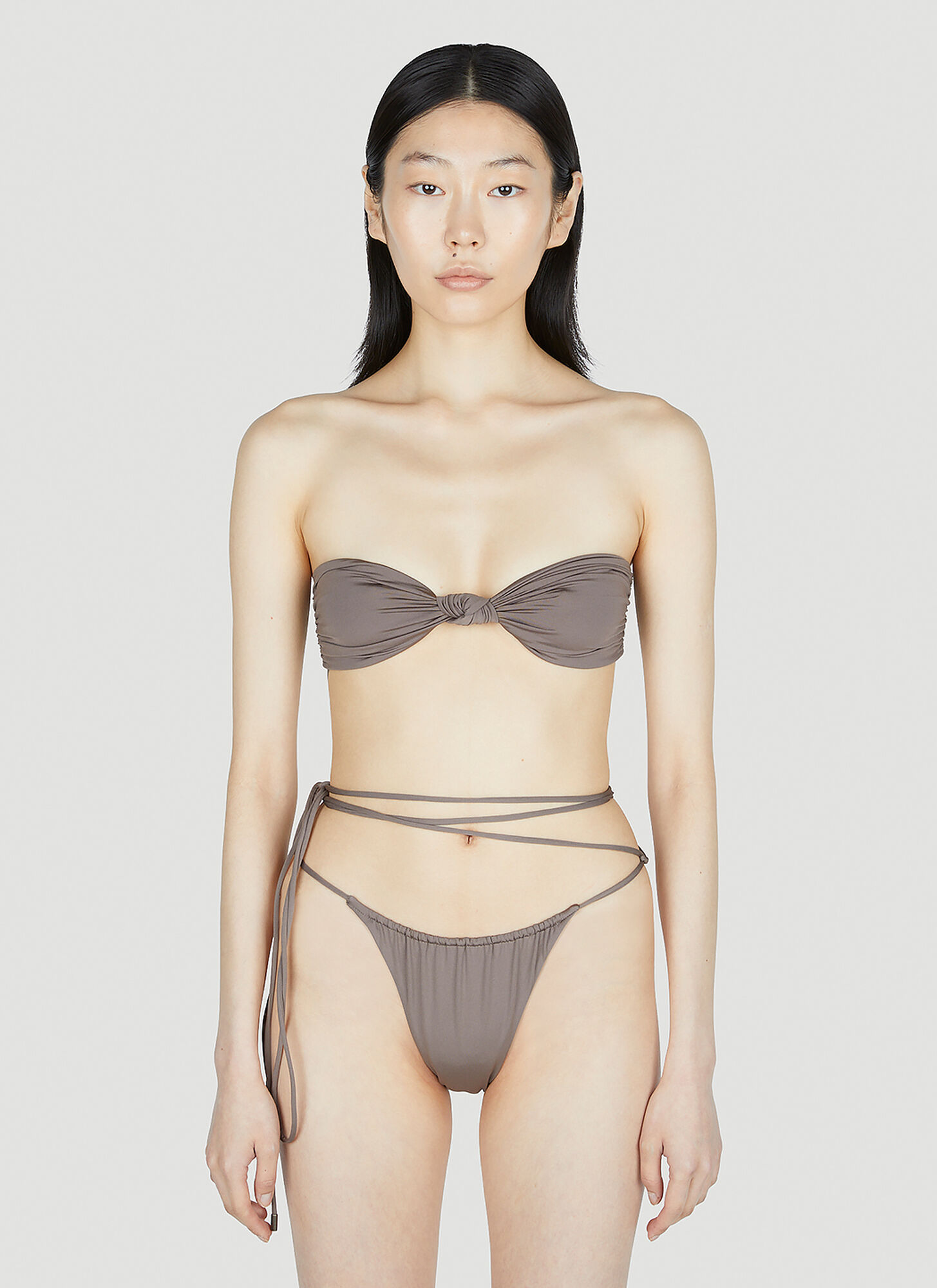 Saint Laurent Bandeau Bikini Top Female Grey ModeSens