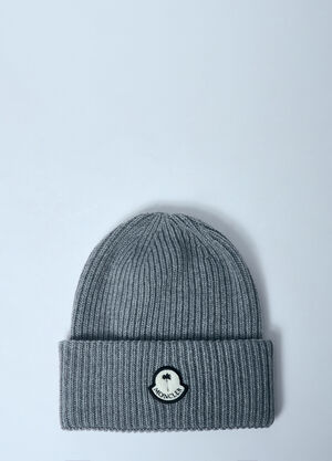 8 Moncler Palm Angels Logo Patch Beanie Hat Grey mpa0359006