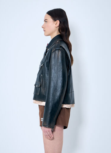 Miu Miu Leather Biker Jacket Black miu0259020