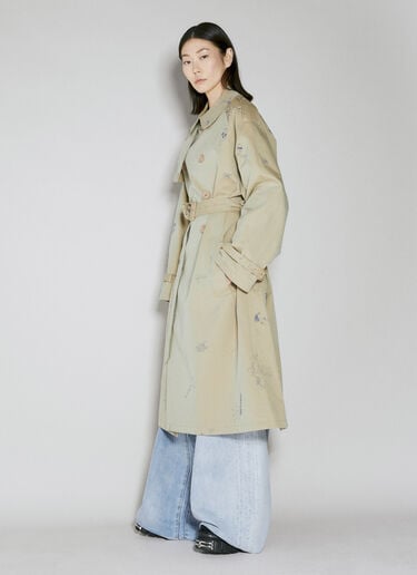 VETEMENTS Scribbled Trench Coat Beige vet0254003