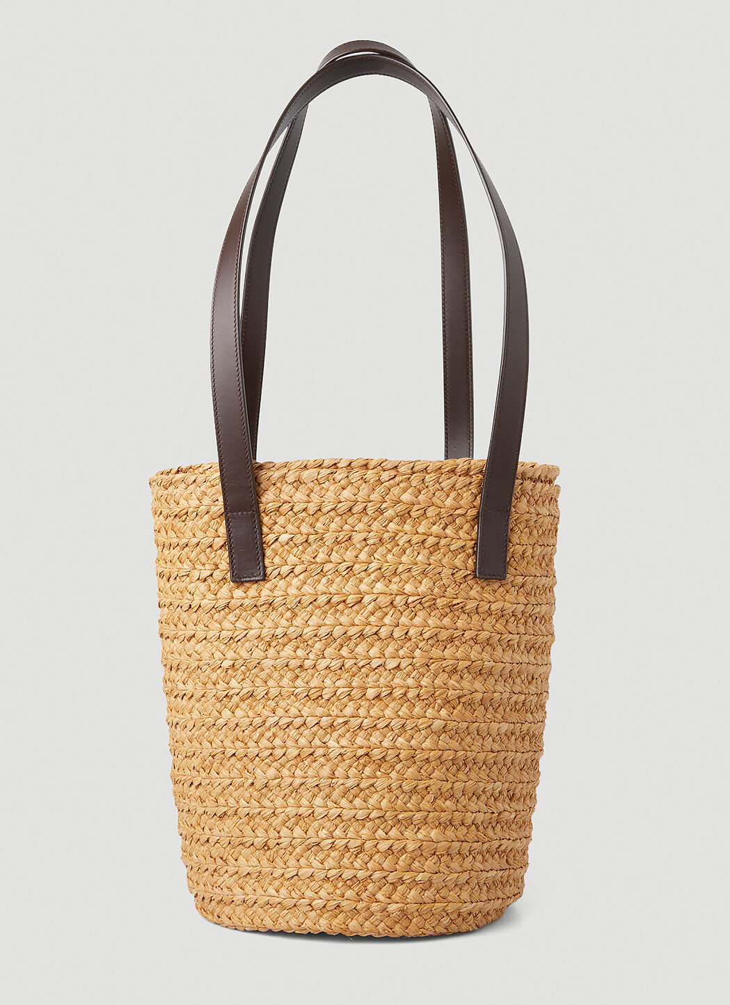 Saint Laurent Logo Tag Raffia Tote Bag in Beige LN CC
