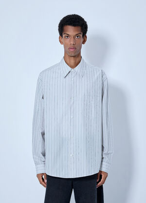 Marni Striped Cotton Poplin Shirt Grey mni0166003