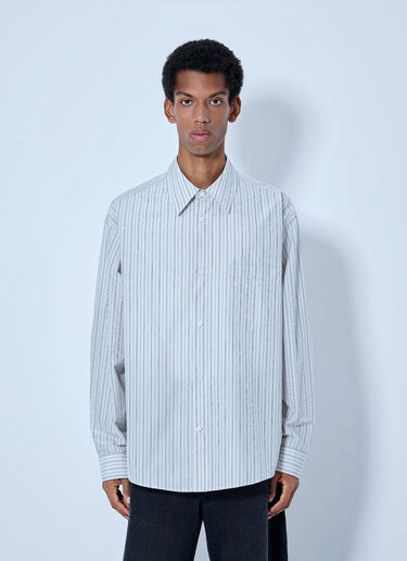 LN-CC® - Marni: Striped Cotton Poplin Shirt - Grey Marni Striped Cotton Poplin Shirt Grey mni0166003