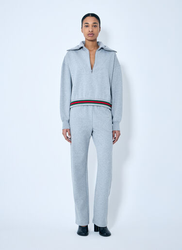 Gucci Web Stripe Zip-Up Sweatshirt Grey guc0259007
