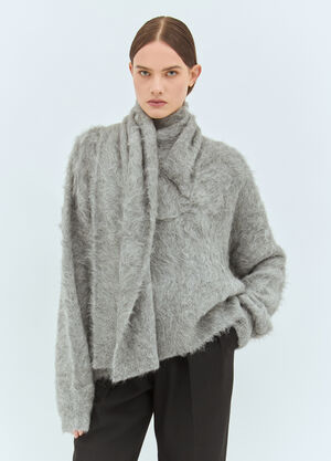 TOTEME Draped-Scarf Sweater Grey tot0259041