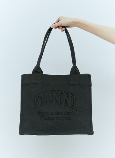 GANNI Large Easy Denim Tote Bag Black gan0255060