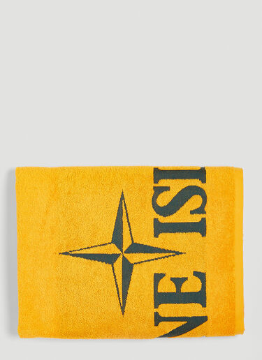 Stone Island Logo Print Beach Towel Orange sto0152089