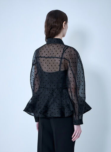 GANNI Flocked Organza Peplum Shirt Black gan0263019