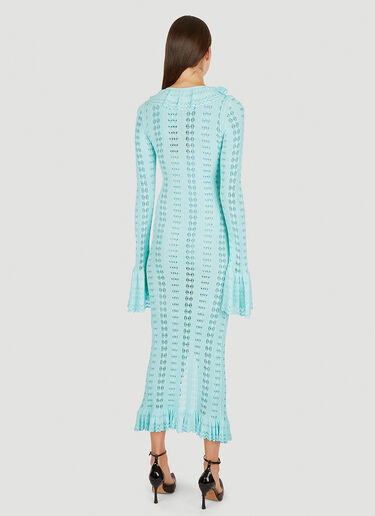 LN-CC® - Blumarine: Pointelle Knit Frilled Dress - Blue Blumarine Pointelle Knit Frilled Dress Blue blm0252001