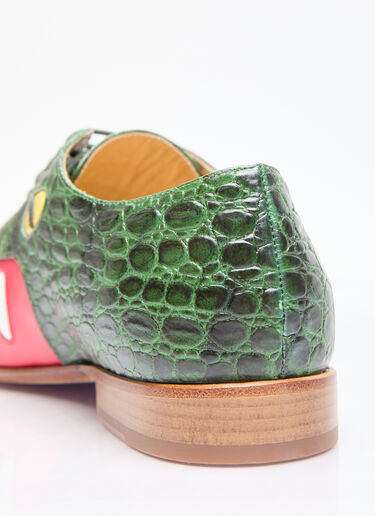 Walter Van Beirendonck Crocodile Lace-Up Shoes Green wlt0156040