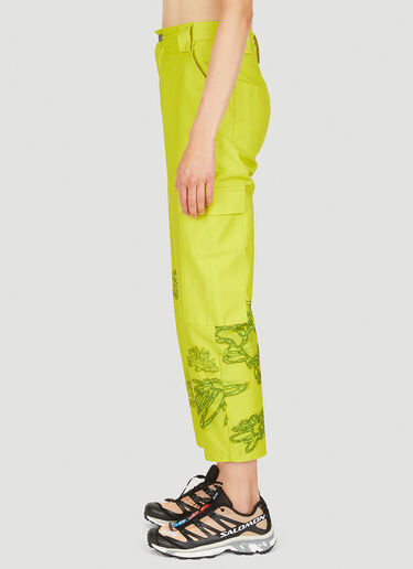 Collina Strada Chason 花卉图案工装裤 柠檬绿色 cst0249011
