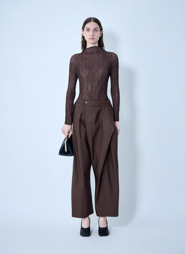 Issey Miyake Chiffon Twist Top Brown ism0264004