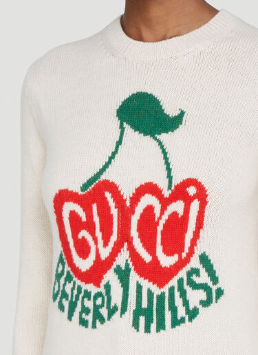 Gucci Cherries Wool-Knit Sweater White guc0241016