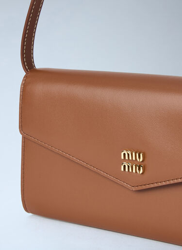 Cord Shoulder Strap Leather Wallet Miu Miu Cord Shoulder Strap Leather Wallet Brown miu0264210