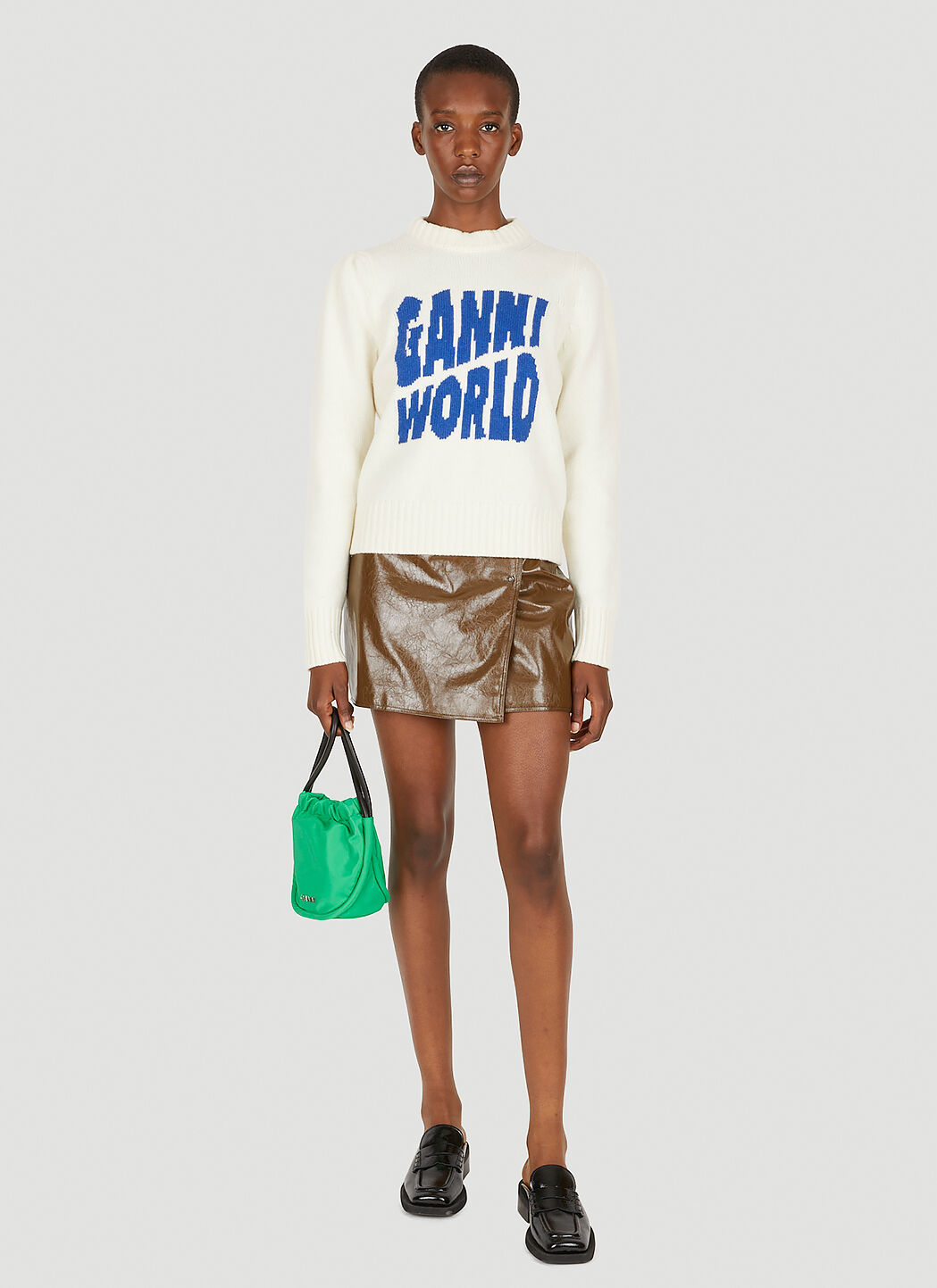 GANNI Intarsia Logo Sweater in White LN CC