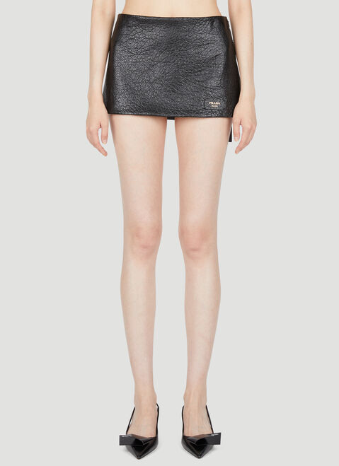 Prada Leather Mini Skirt White pra0254013