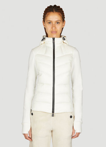 Moncler Grenoble 部分キルティング ジップアップフード付きカーディガン ホワイト mog0253022