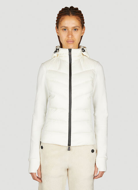 Moncler Grenoble 部分キルティング ジップアップフード付きカーディガン ブラック mog0253026