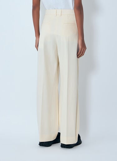 Moncler Cotton Gabardine Wide-Leg Tailored Pants Cream mon0263027