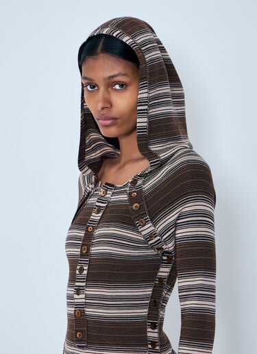 Miss Sixty x KNWLS Hooded Stripe Sweater Brown msk0263013