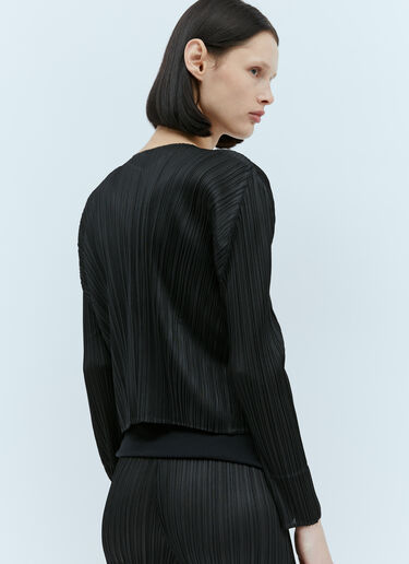 Pleats Please Issey Miyake Pleated Cardigan Black plp0254010