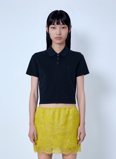 LN-CC® - Saint Laurent: Cassandre Cropped Polo Shirt - Black Saint Laurent Cassandre Cropped Polo Shirt Black sla0265002